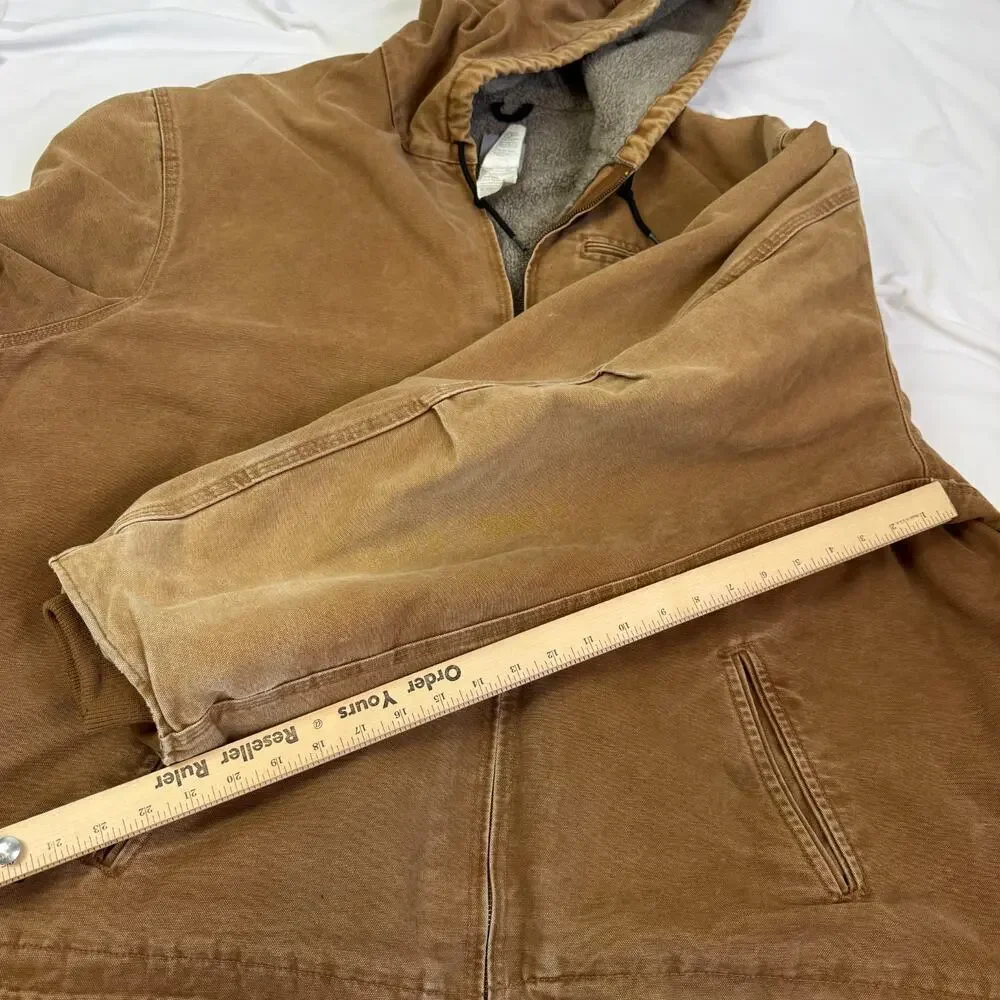 2006 Carhartt 4XL Tall Hooded Jacket Sierra Sherpa Lined J141 Tan BRN Brown Mens
